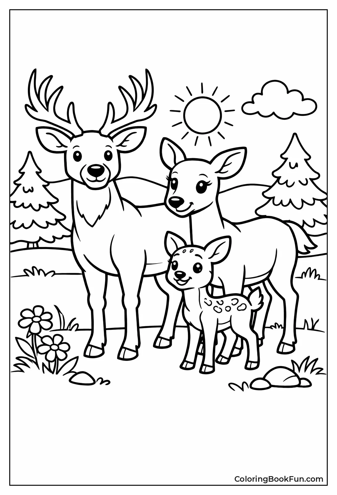 Deer Family Stands Together