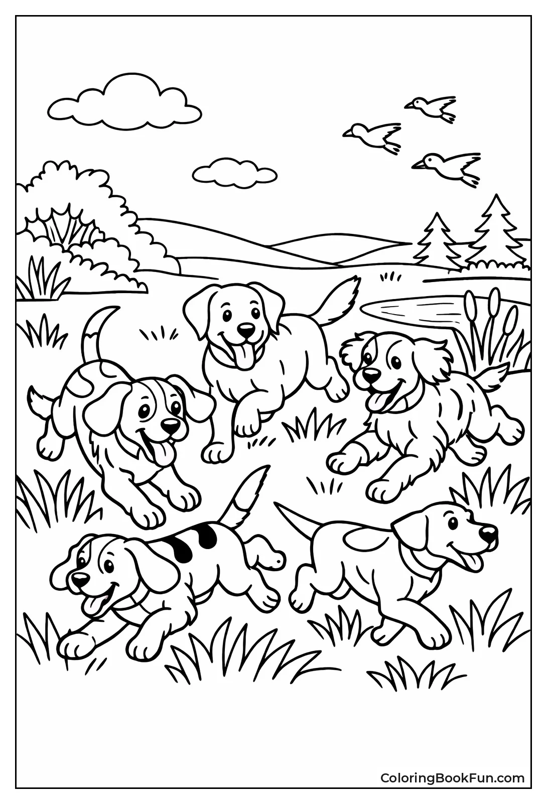 Pack Runs Through Fields