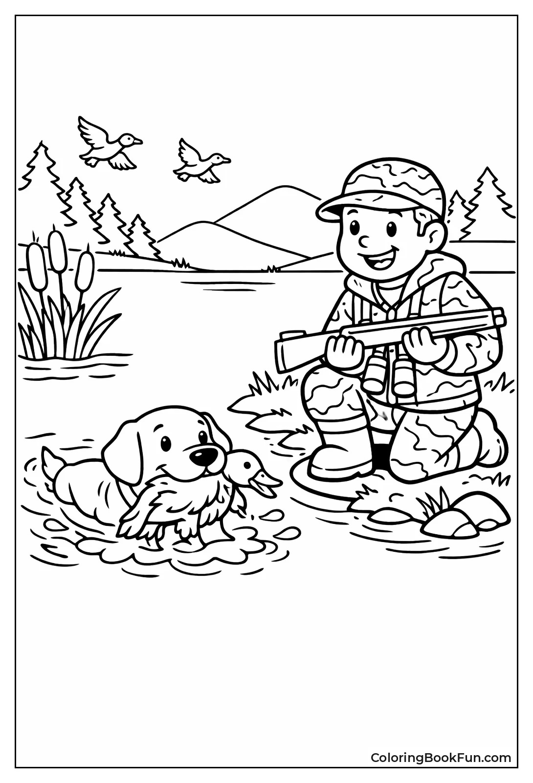 Dog Retrieves Swimming Duck