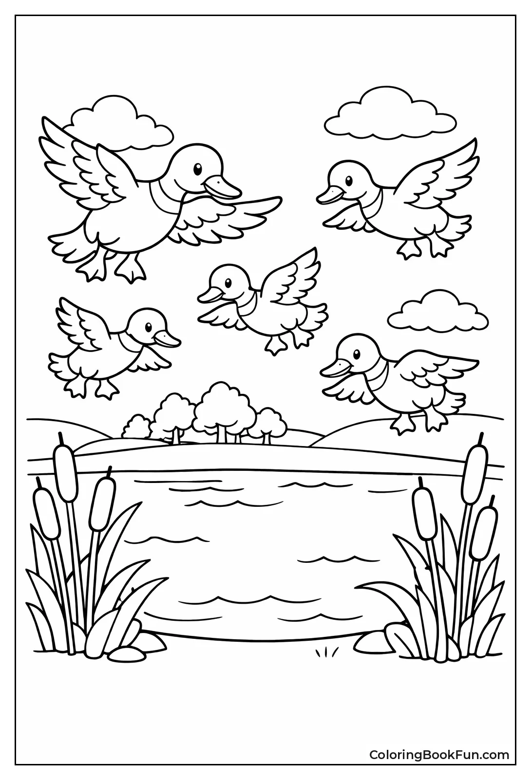 Mallards Fly over Marsh