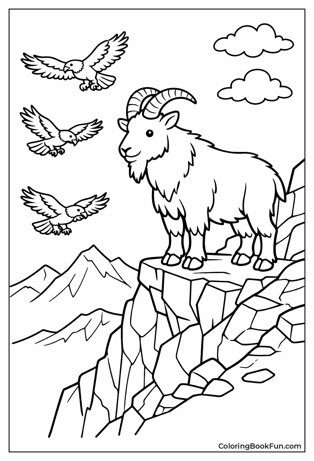 Goat Climbs Rocky Cliff