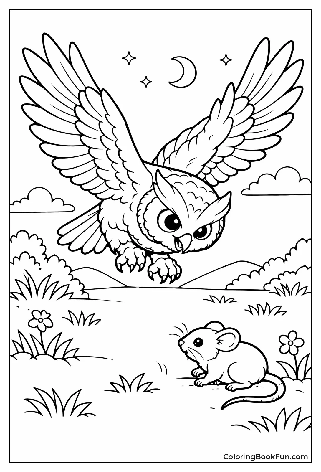 Owl Dives for Mouse