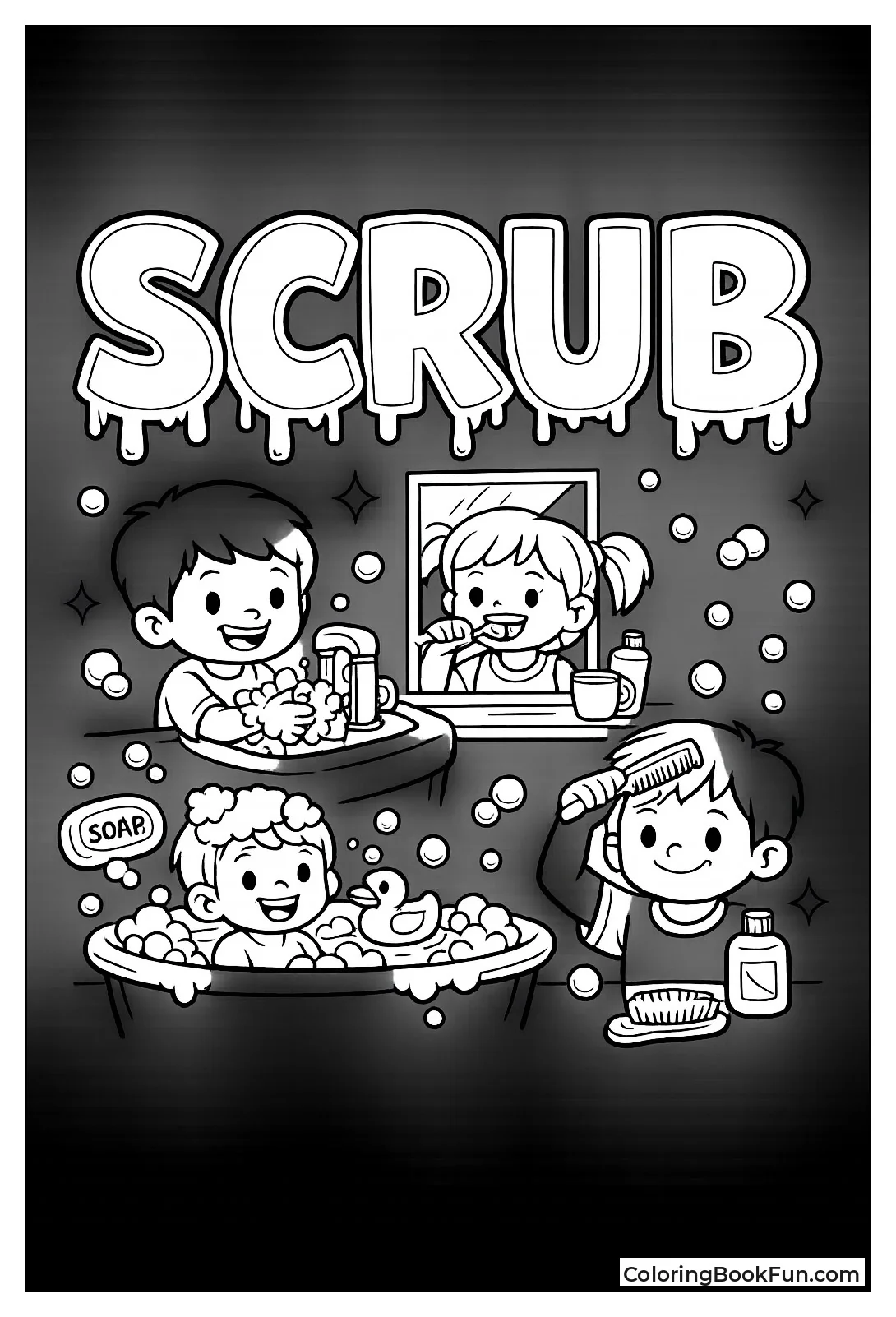 Scrub Letters Drip Water