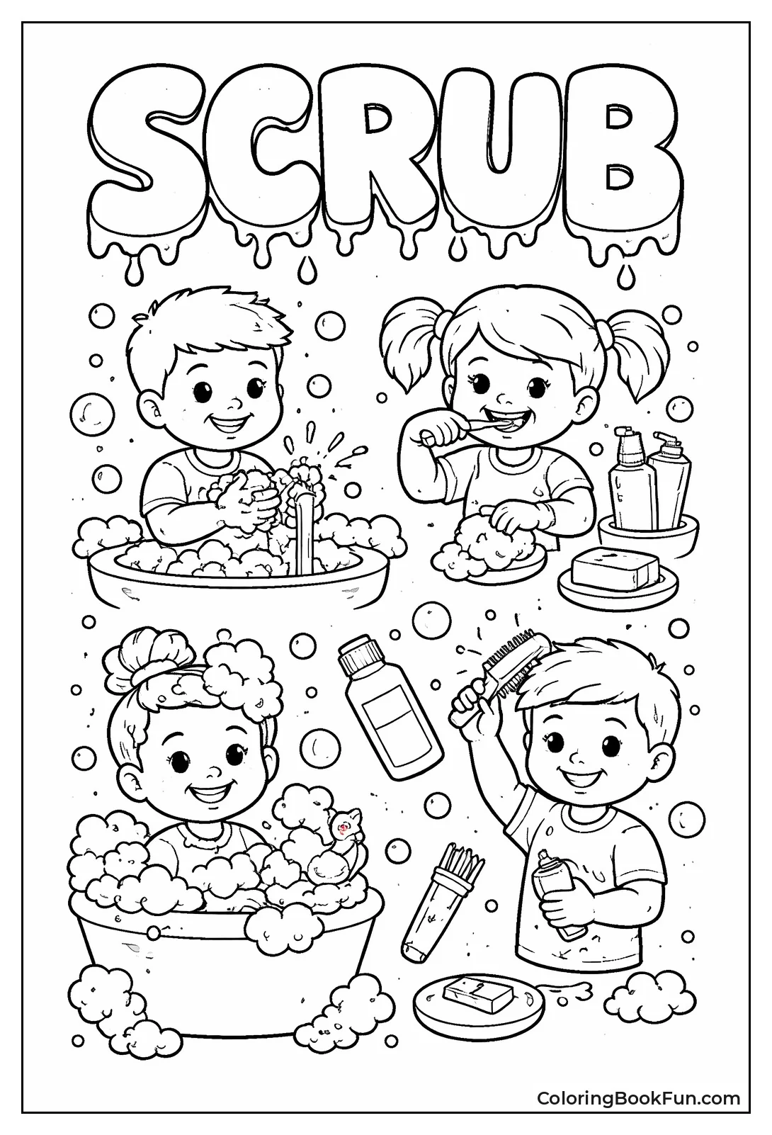 Scrub Letters Drip Water