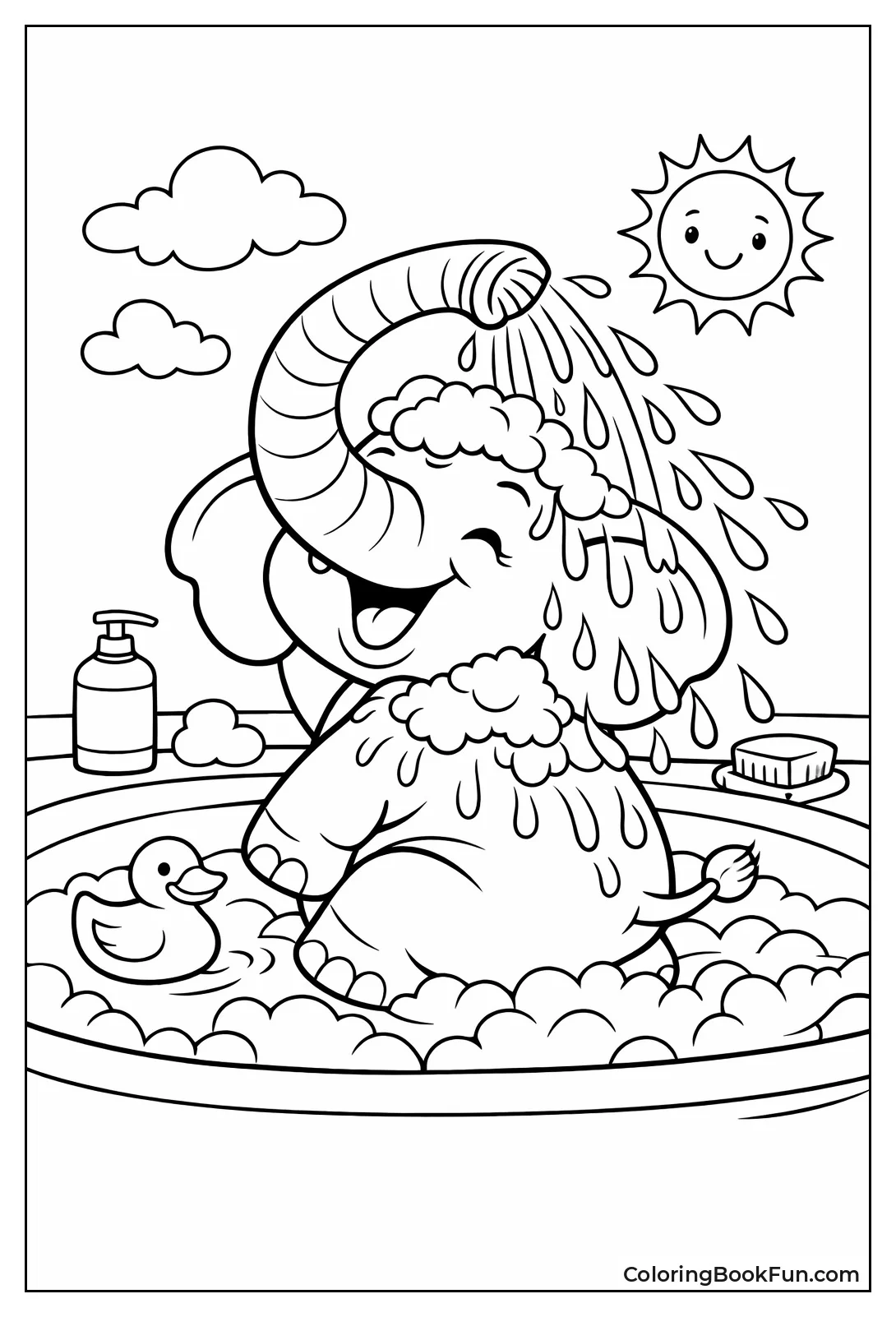 Elephant Showers with Trunk