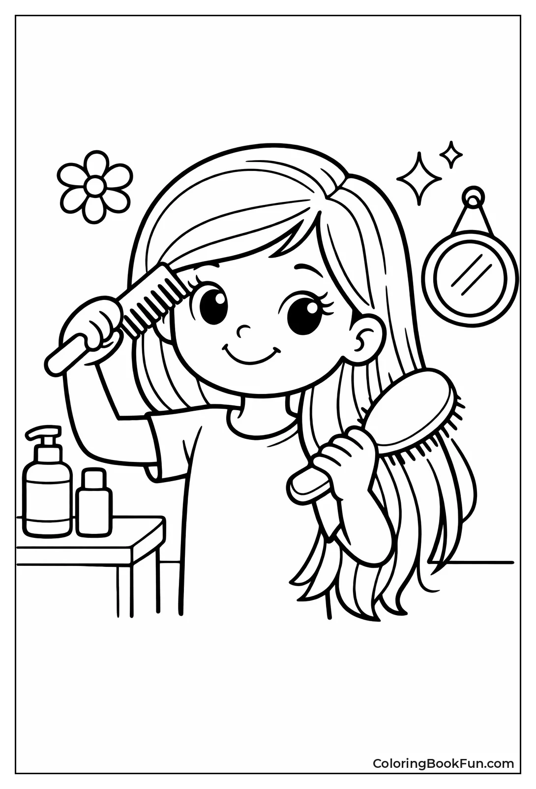Girl Brushes Long Hair