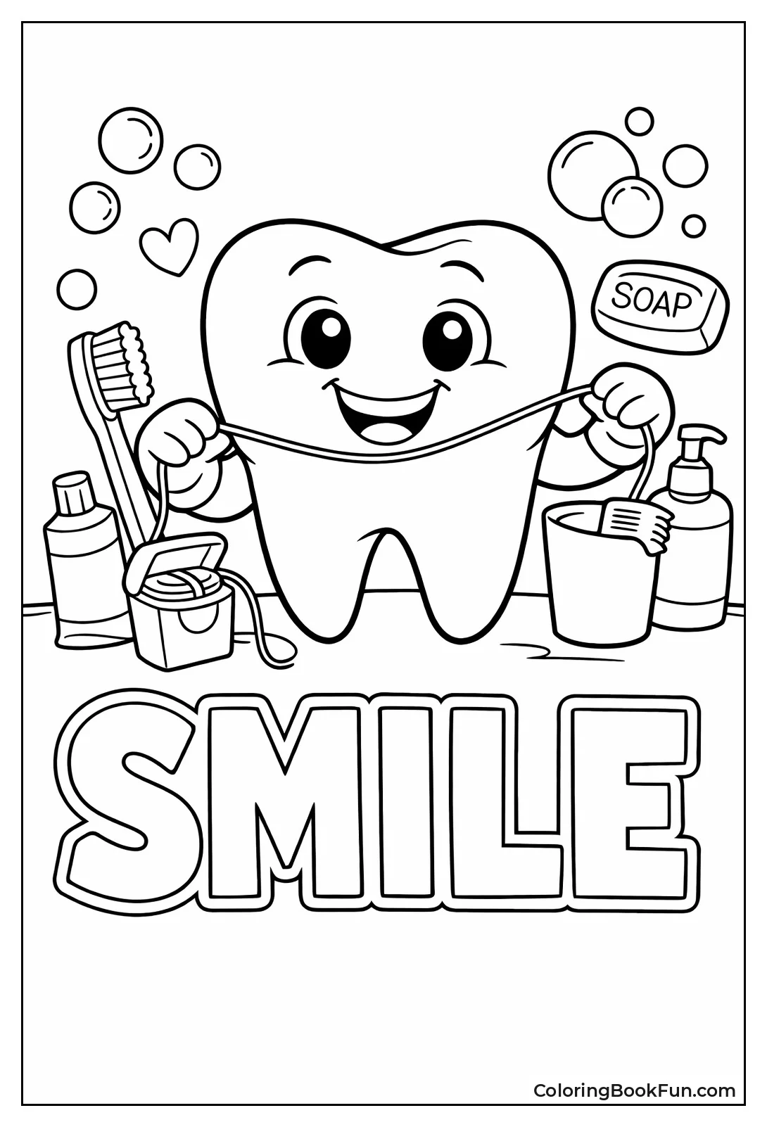 Happy Tooth Holds Floss