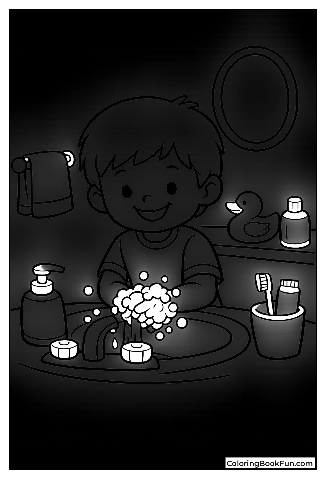 Child Washing Hands at Sink