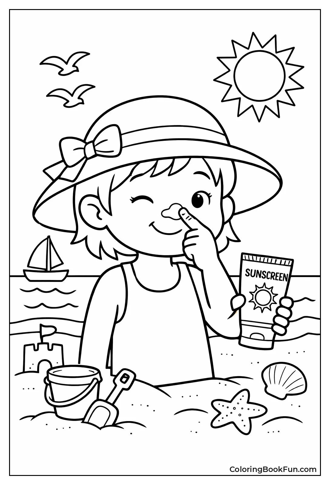 Kid Rubs on Sunscreen