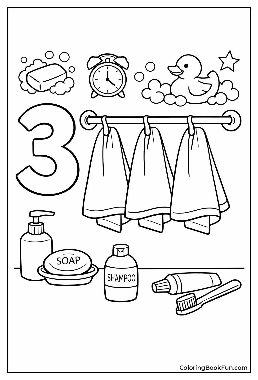 Three Fluffy Towels Hanging