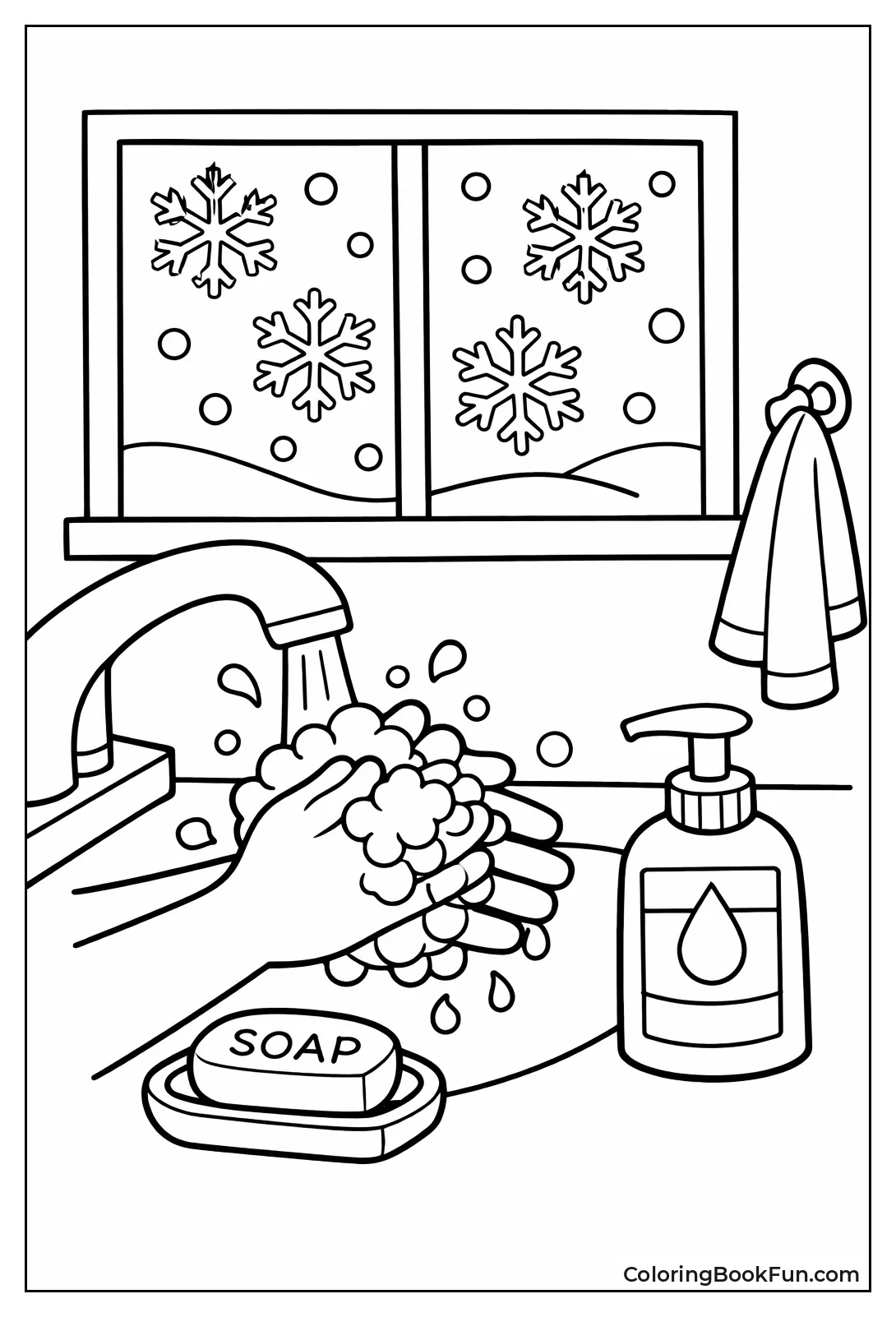 Hands Wash by Snowy Window