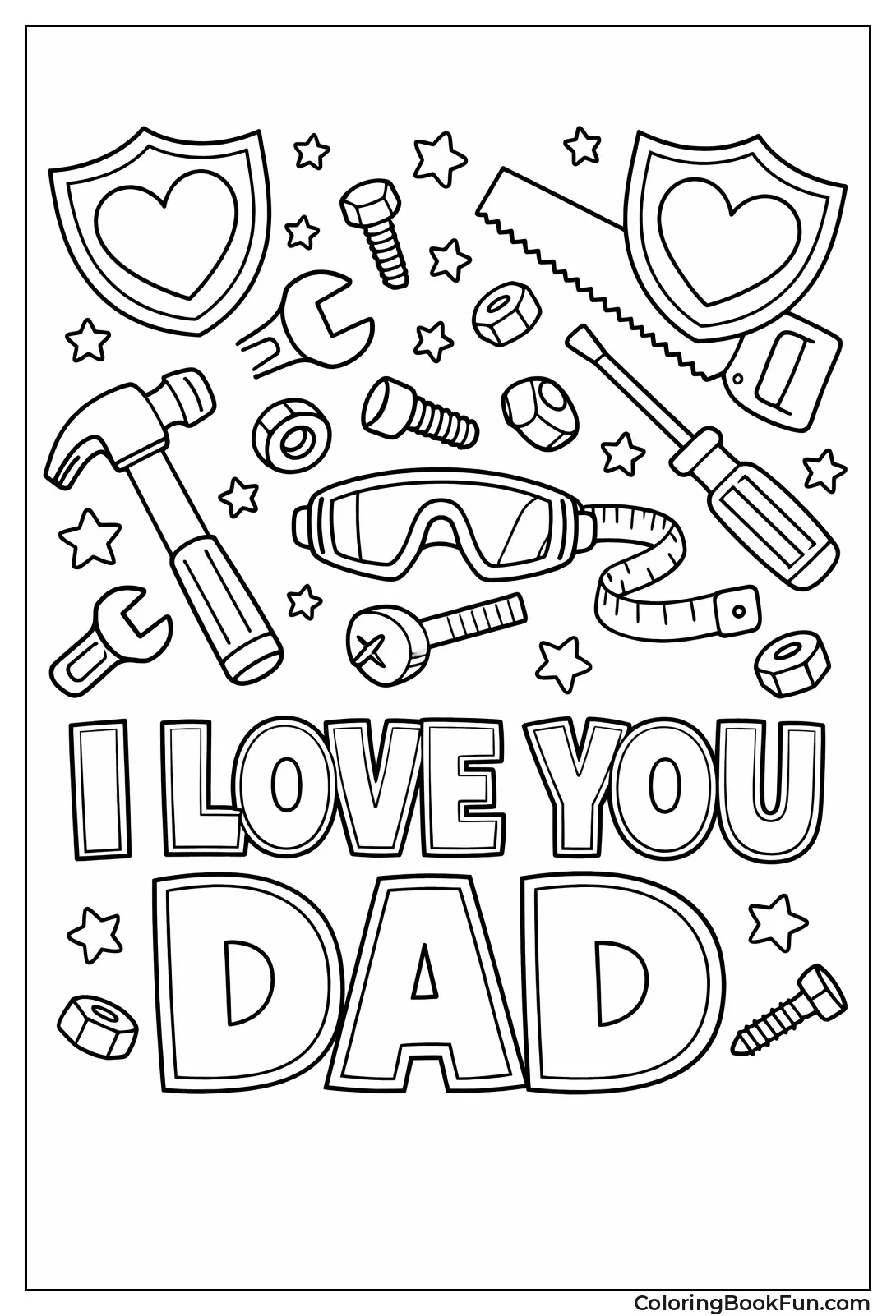 Tools Frame Dad Love Hearts
