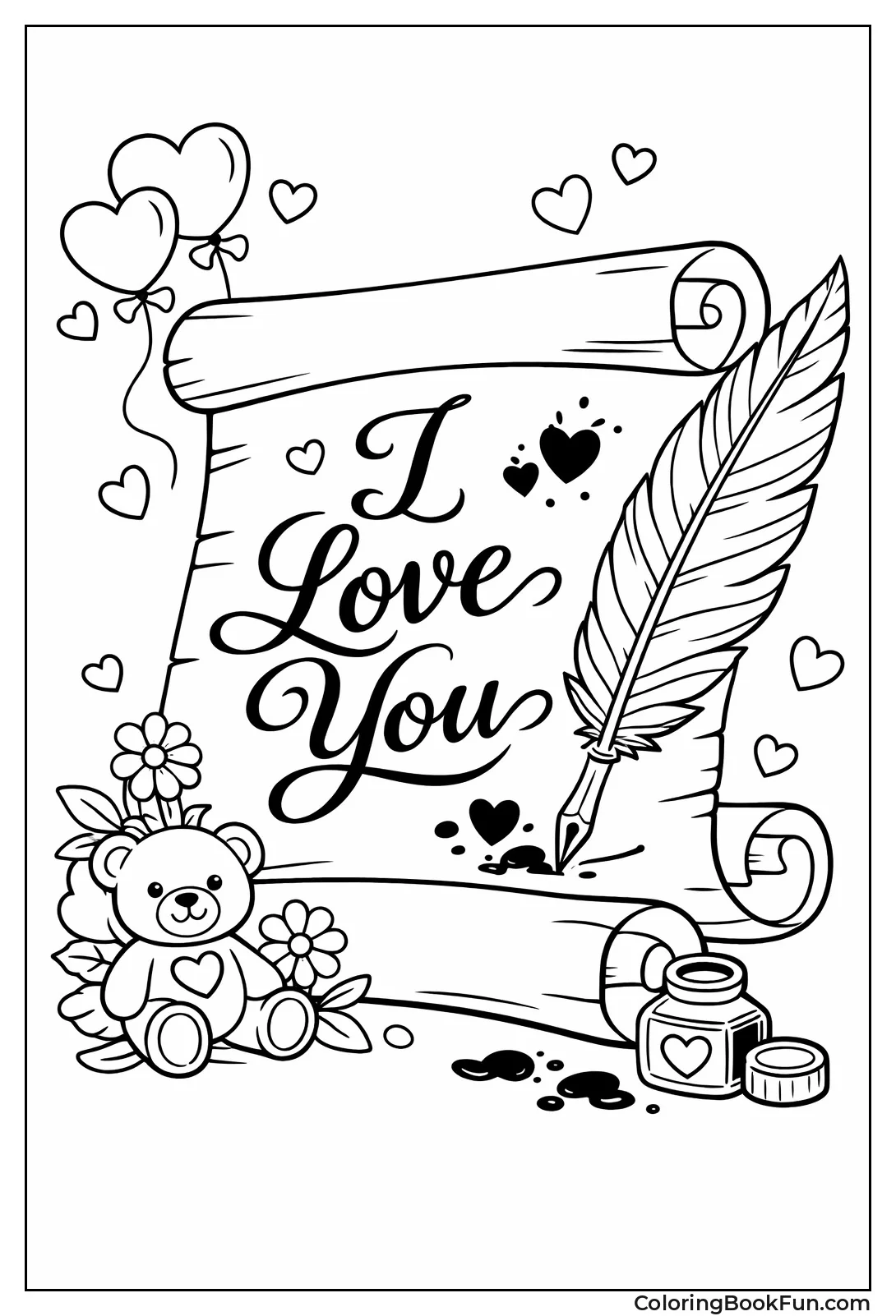 Quill Writes Love on Scroll