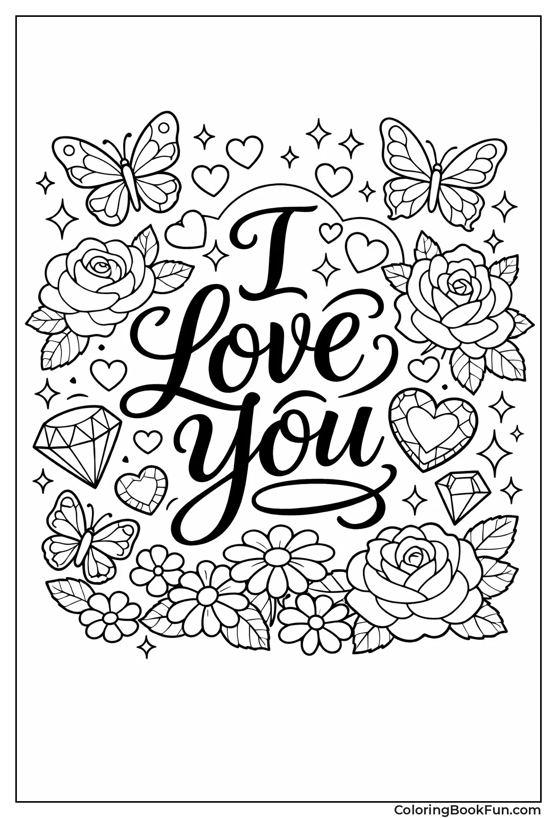 Flowers and Butterflies Circle Love