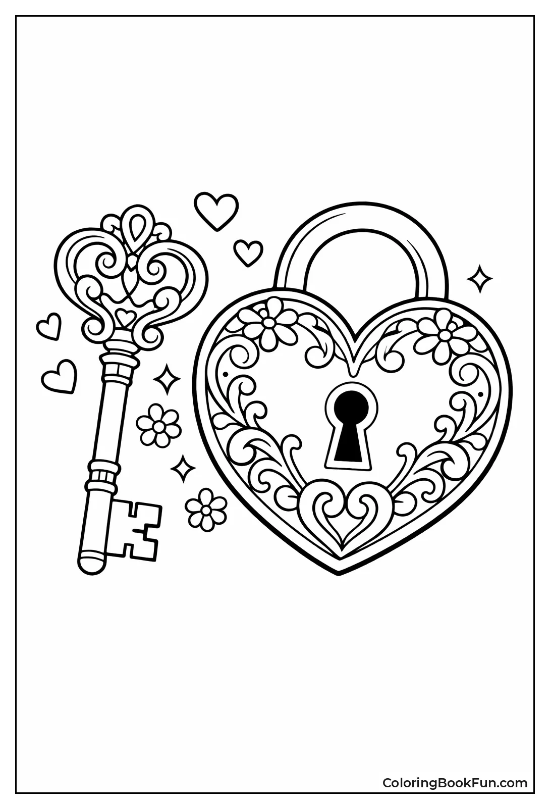 Key Unlocks Heart Padlock