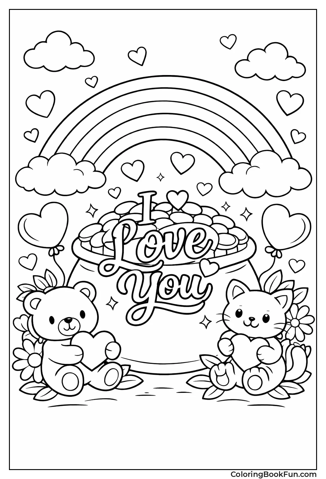 Rainbow Arches over Love Hearts