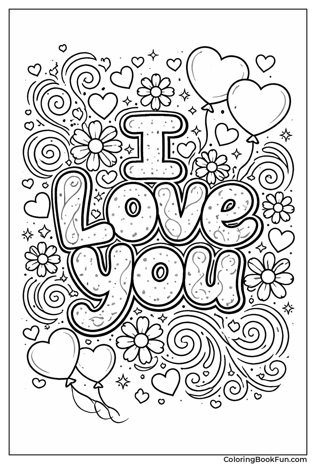 Swirls Fill Fun Love Letters