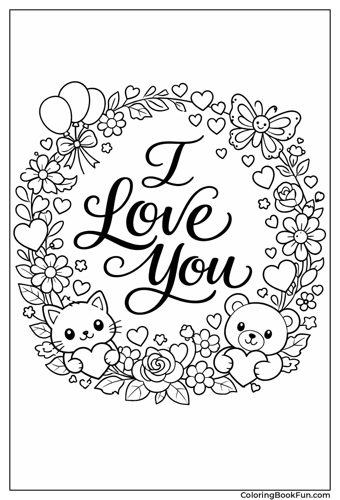 Wildflowers Wreath Circles Love Words