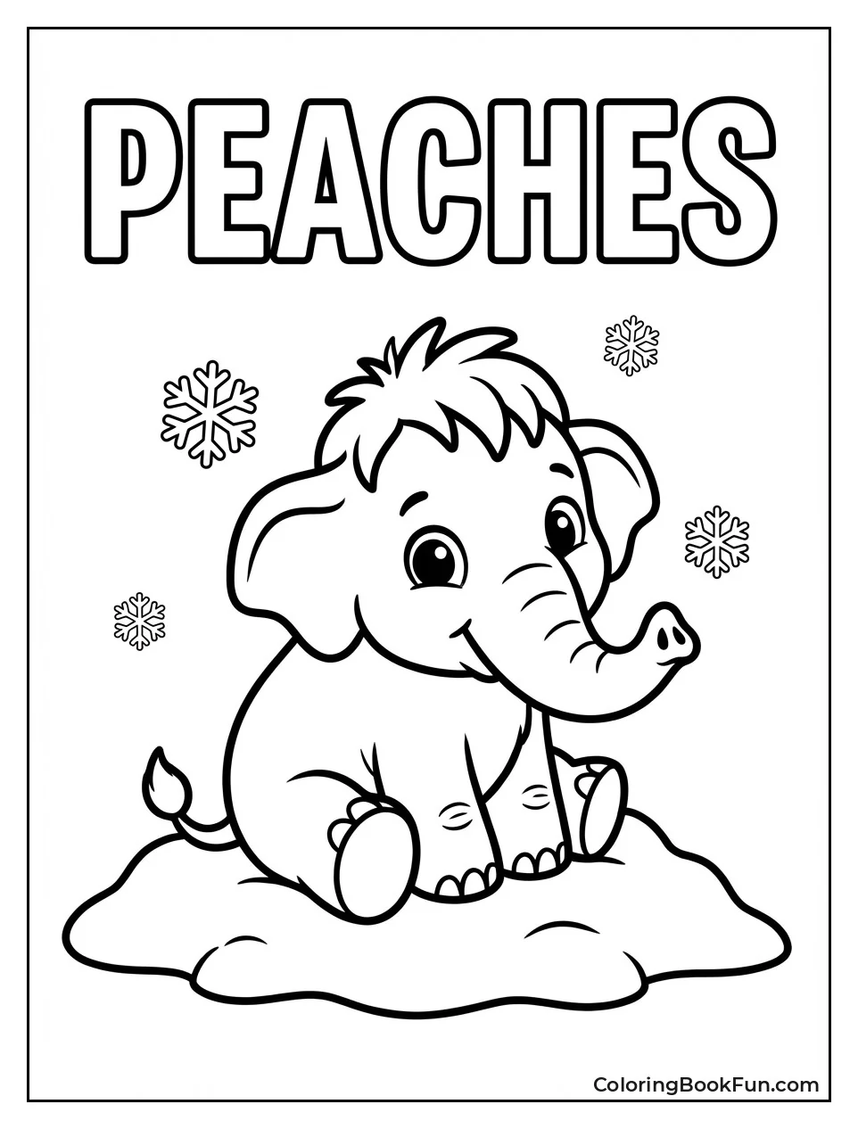 Baby Peaches Sits Snow