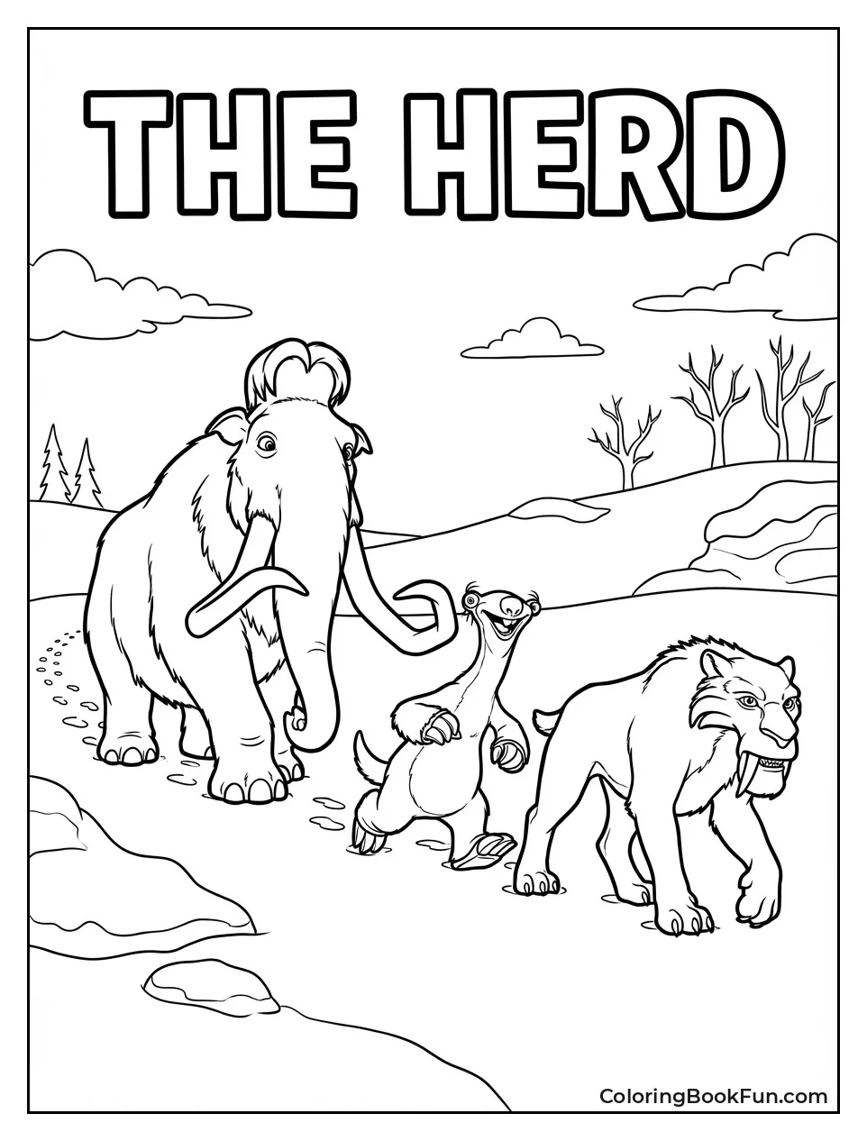 Herd Friends Walk in Snow