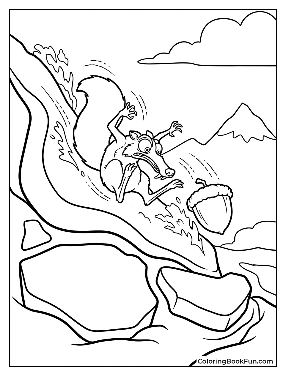 Scrat Chases Acorn Down Slope