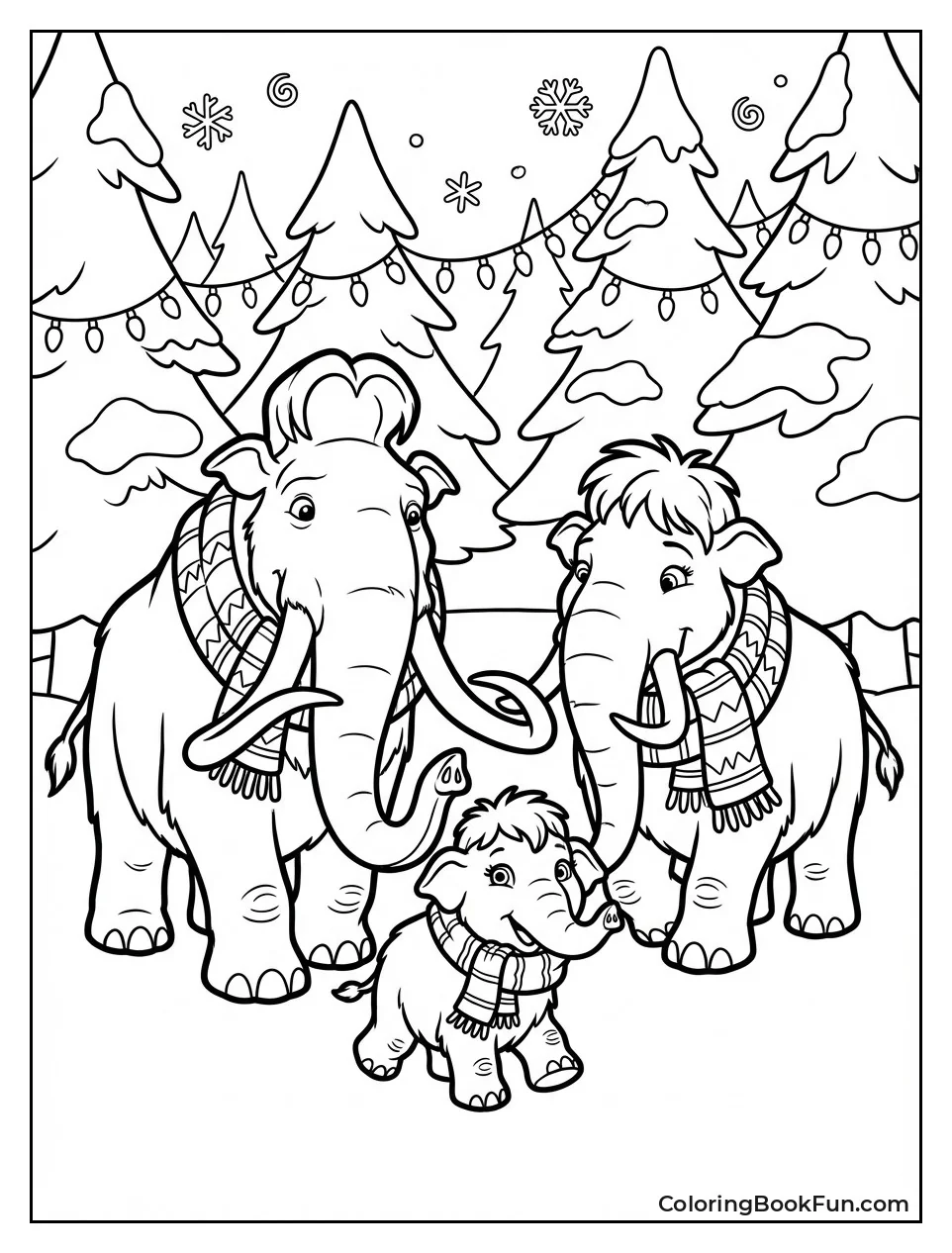 Mammoth Family in Snow