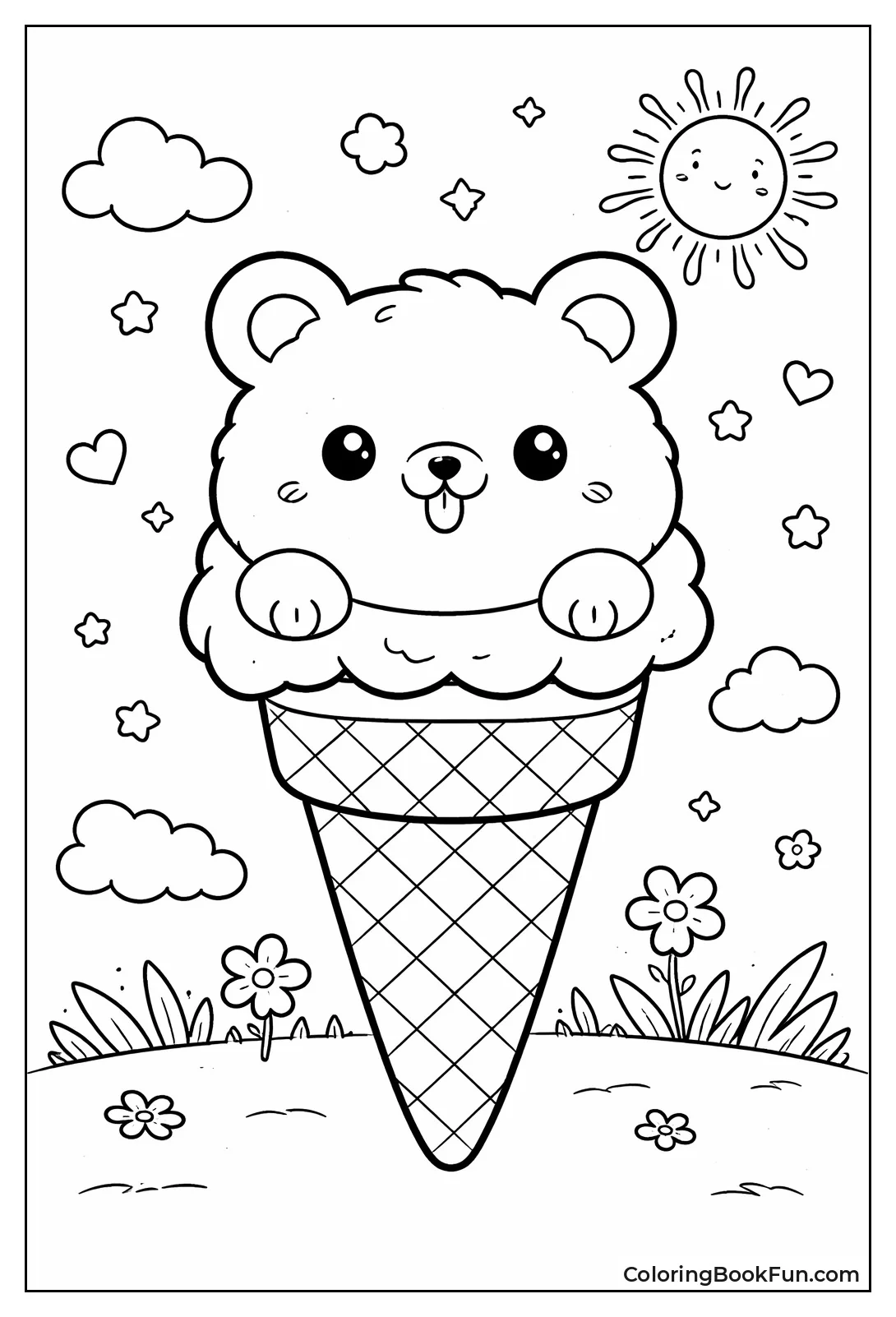 Bear Face Ice Cream Cone