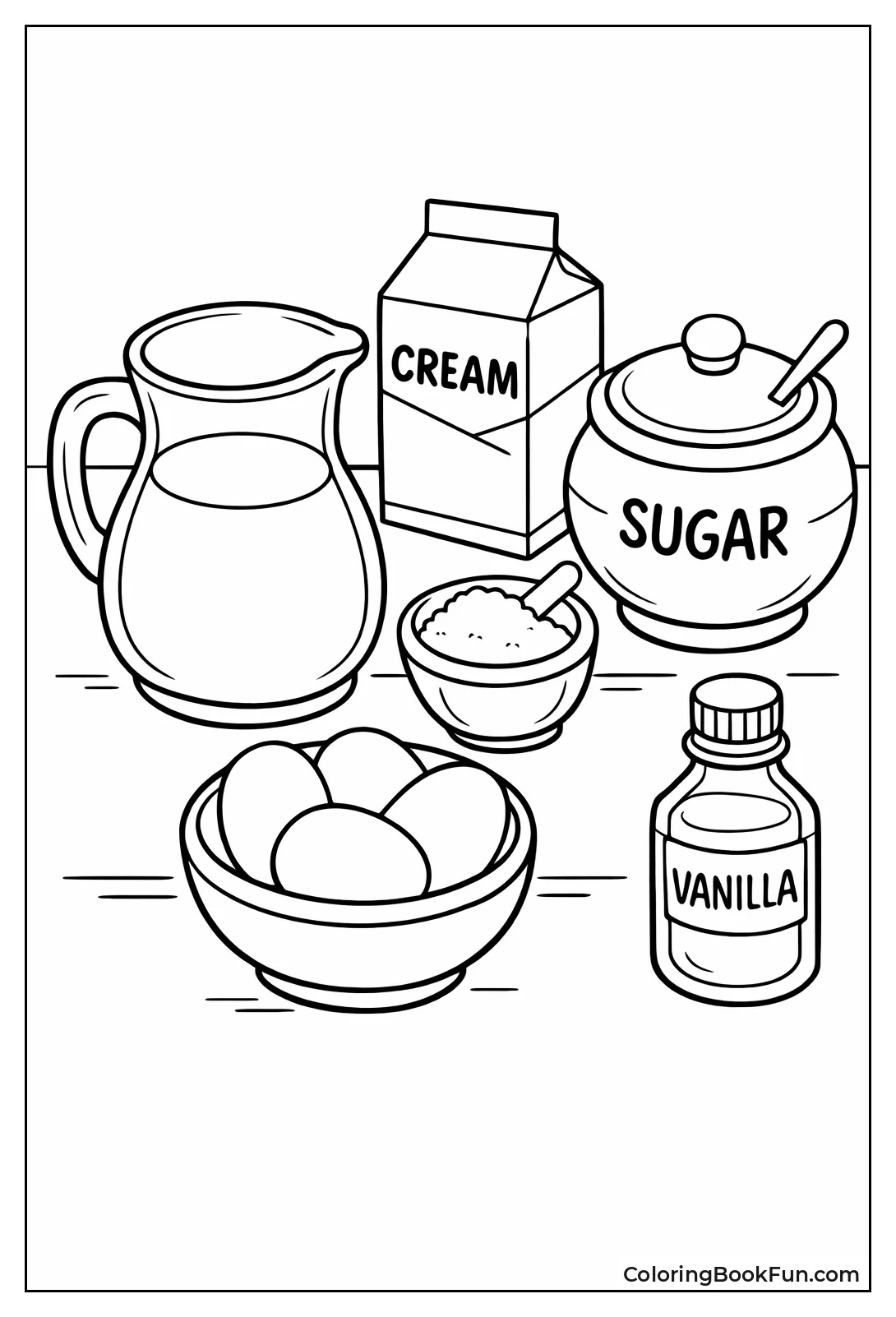 Ice Cream Ingredients Flatlay