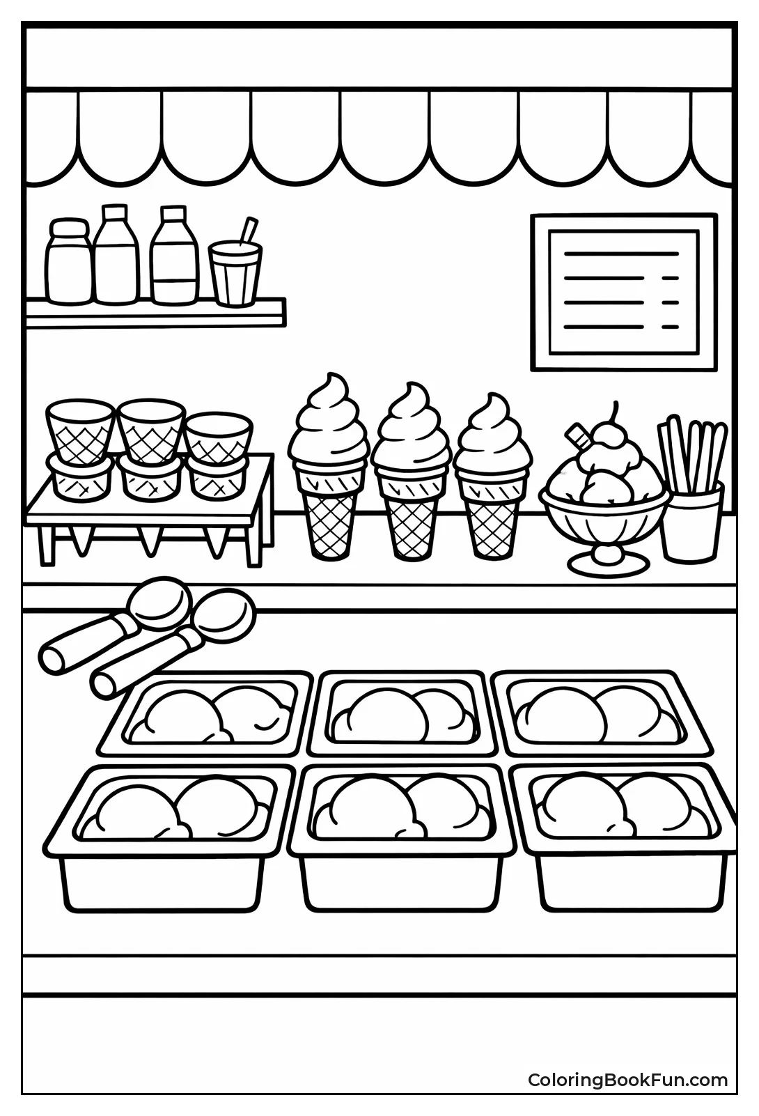 Busy Ice Cream Parlor Counter