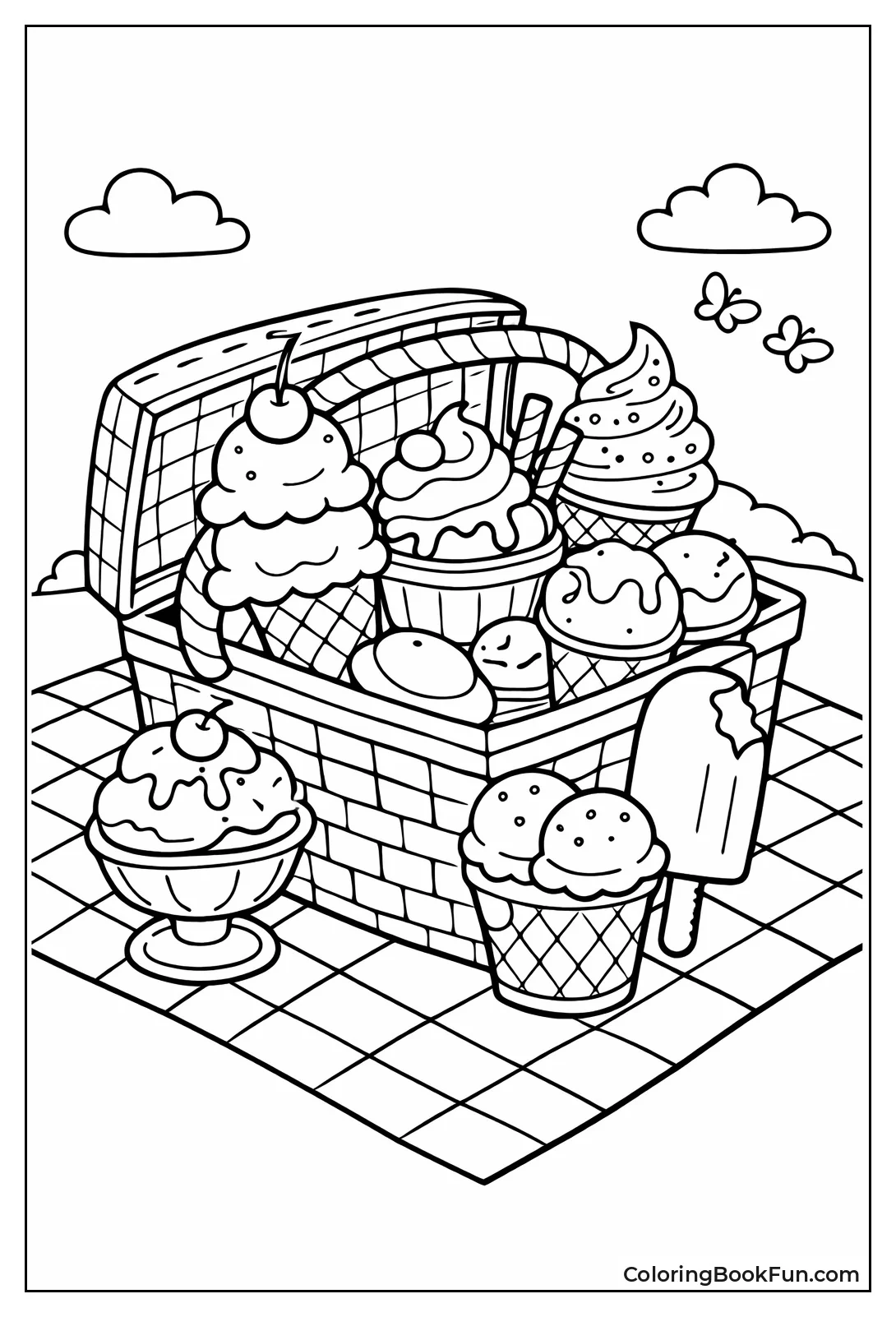 Picnic Basket with Ice Cream