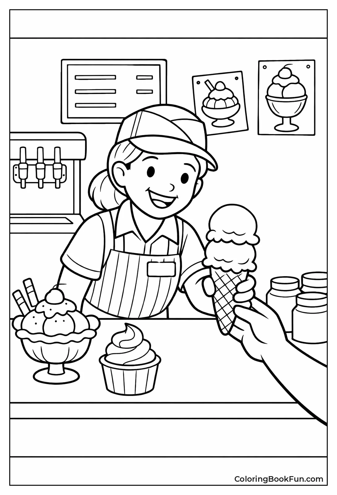 Server Handing Double Scoop Cone