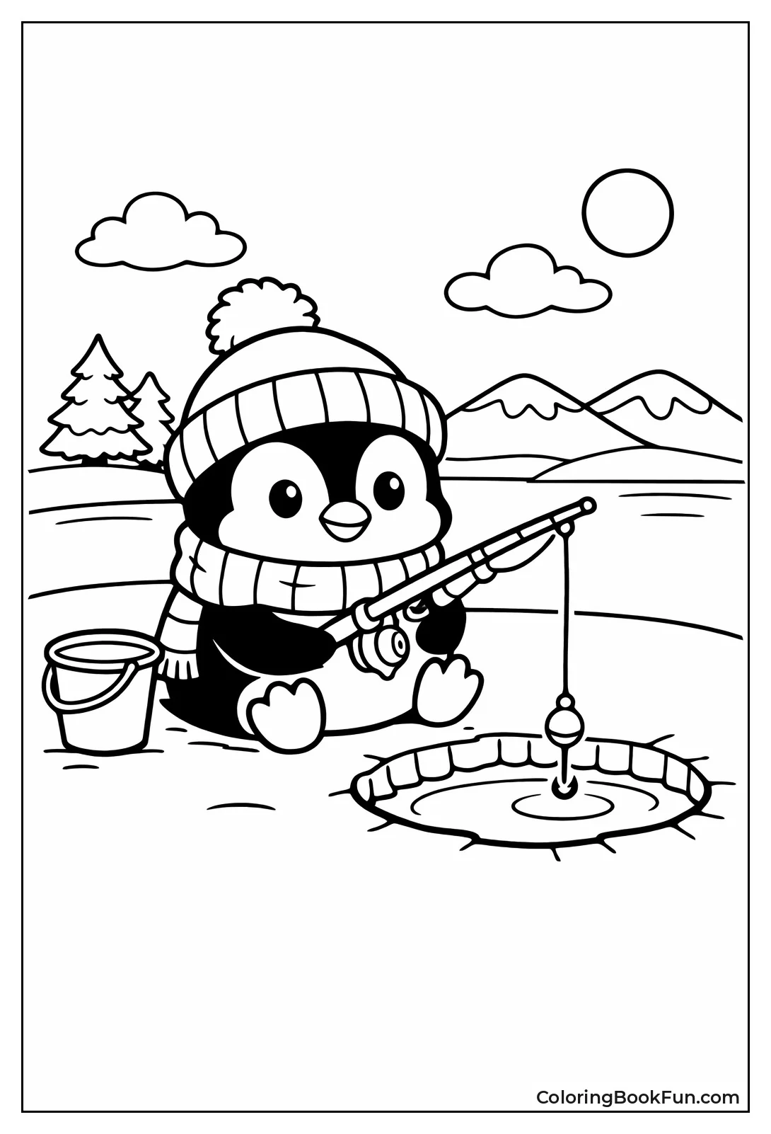 Penguin Fishes Ice Hole