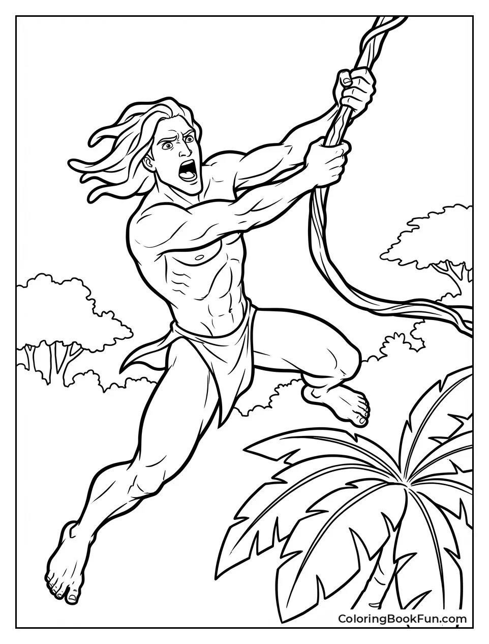 Tarzan Yells on Swinging Vine