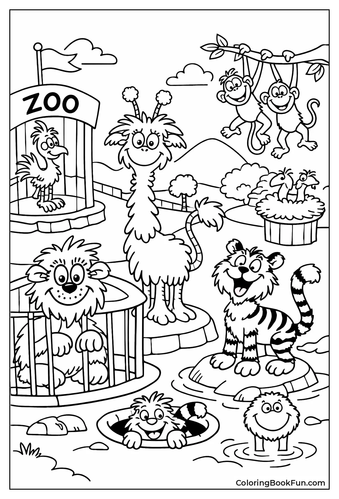 Whimsical Zoo Creatures Run