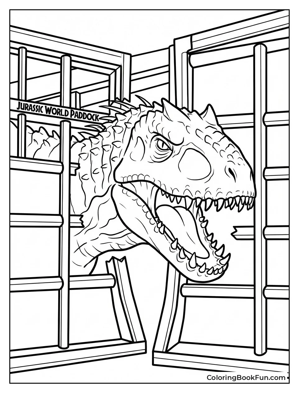 Indominus Rex Peeks Through Gate