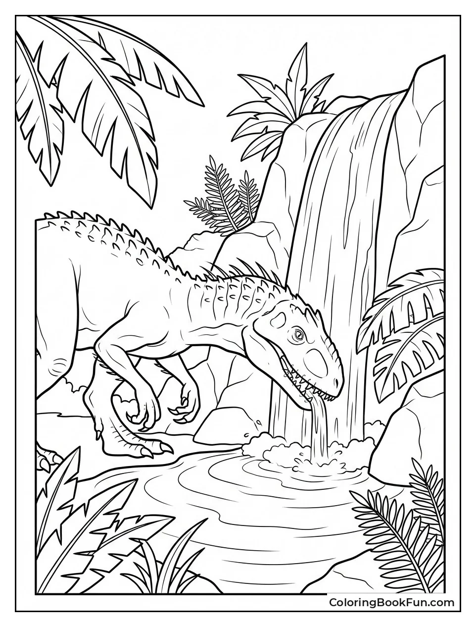 Indominus Rex Drinks at Waterfall
