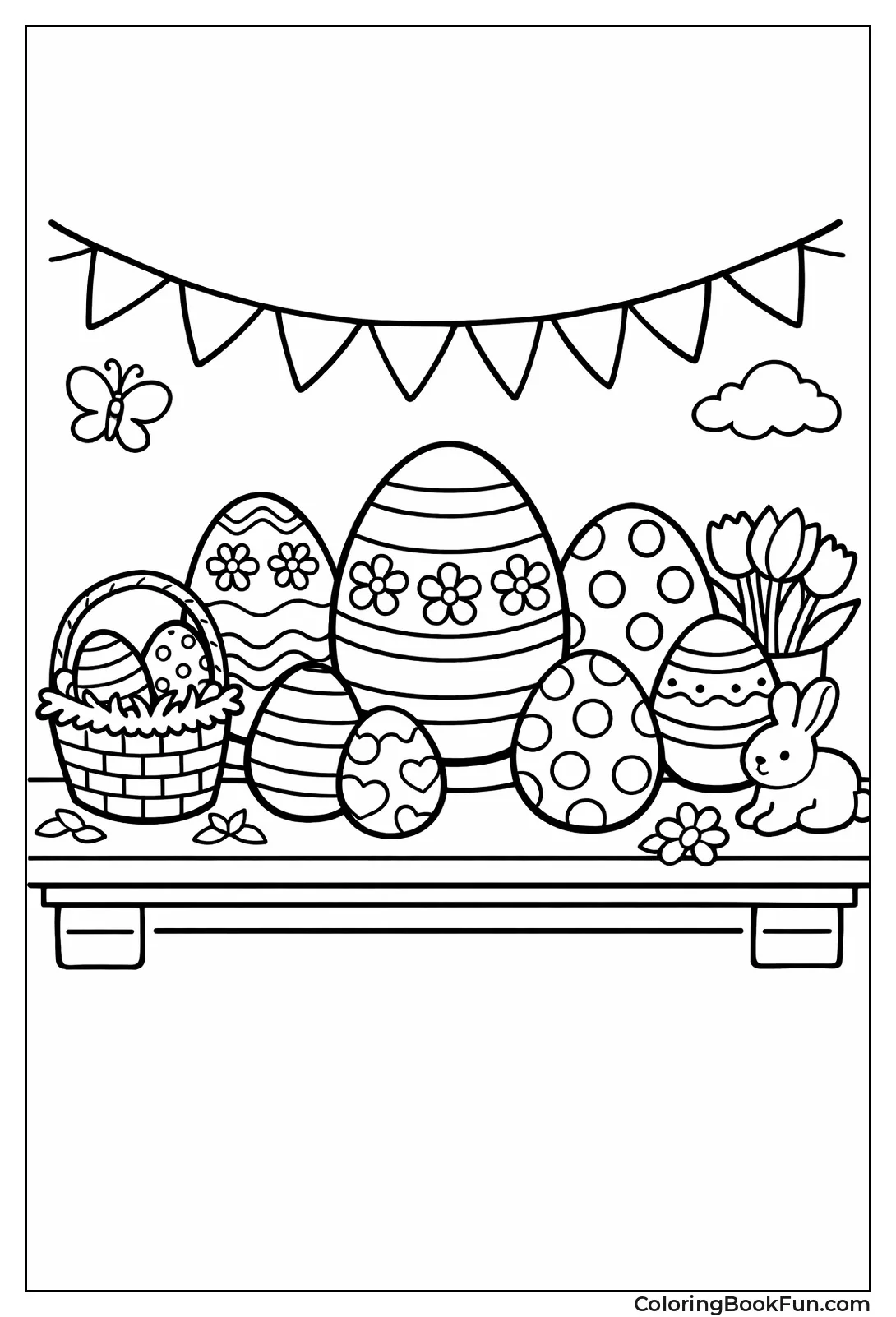 Shelf Displaying Patterned Eggs