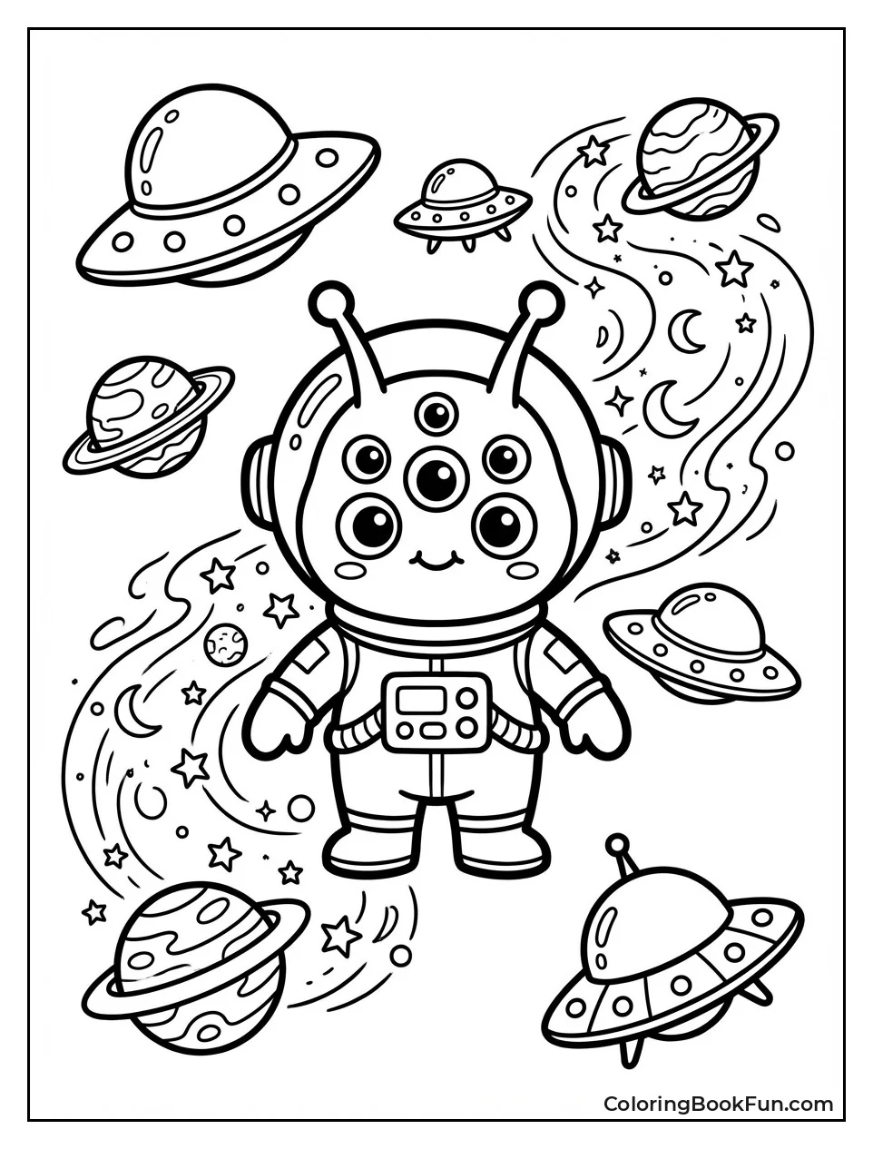 Detailed Alien in Starry Nebula