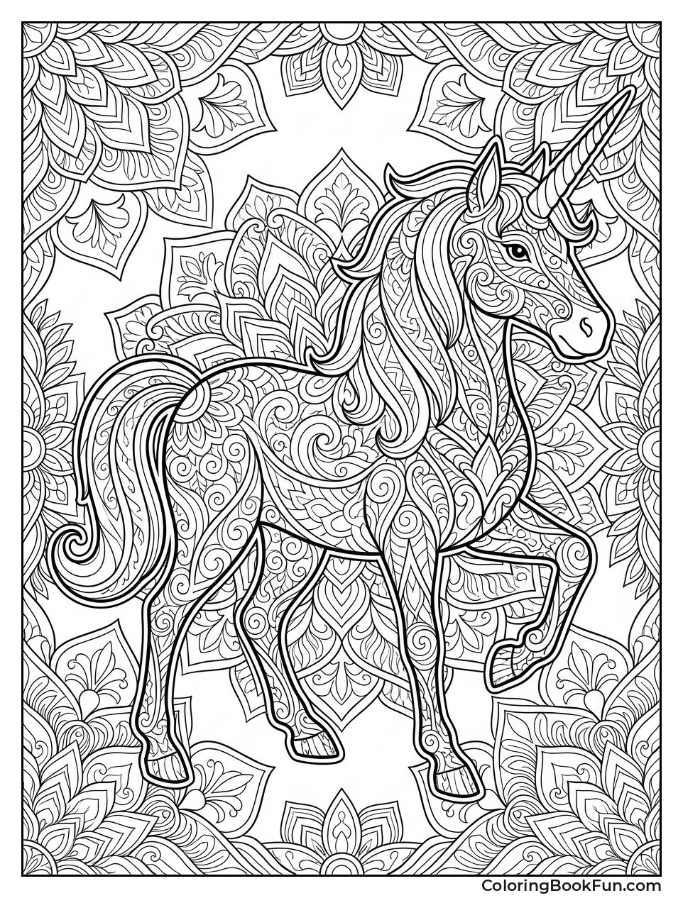 Intricate Unicorn Mandala Design