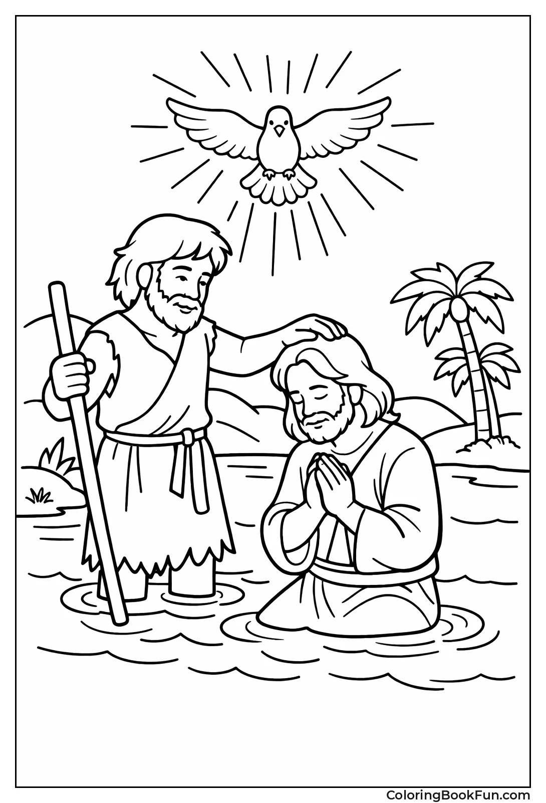 John Baptizes Jesus in River