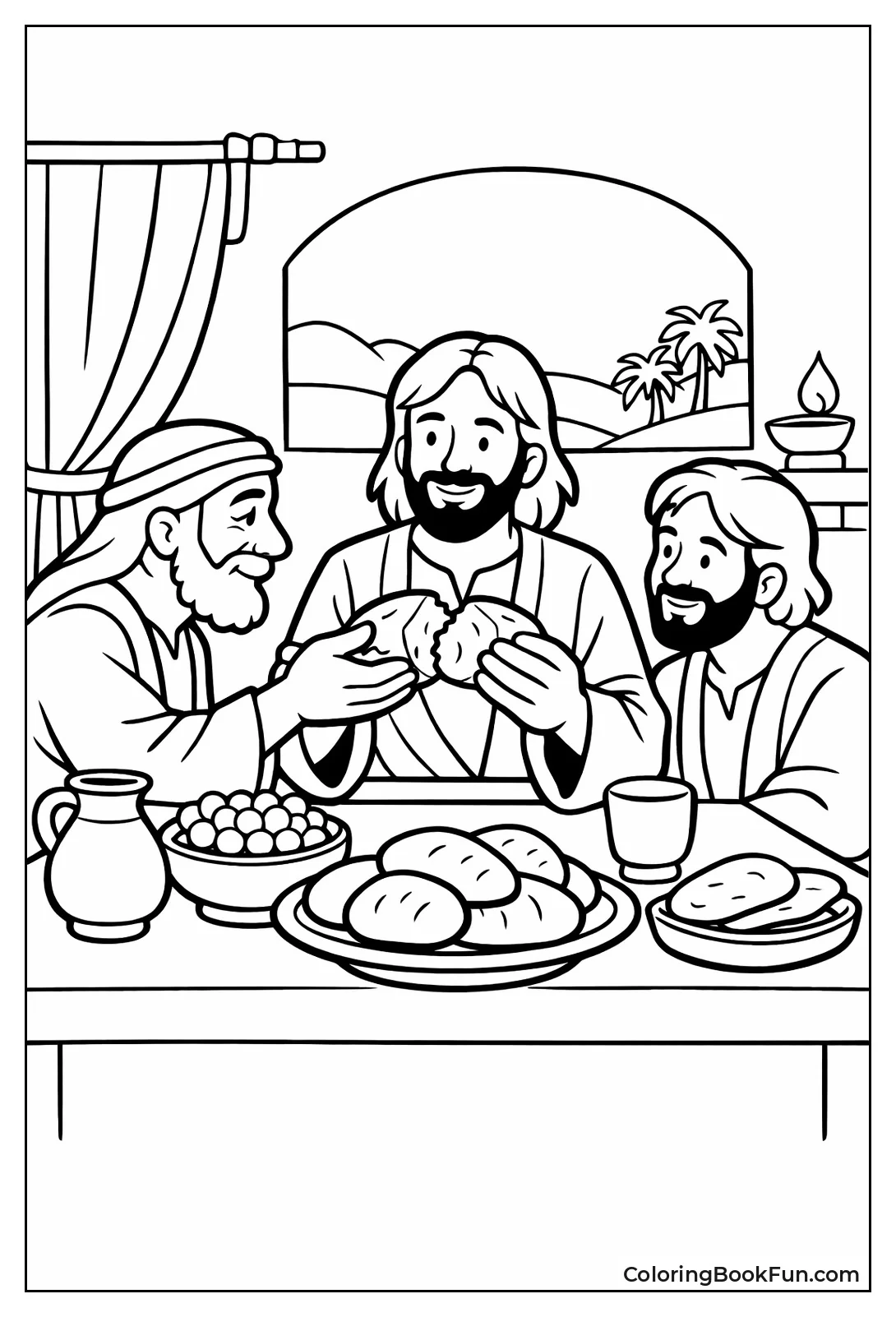 Jesus Shares Bread Meal