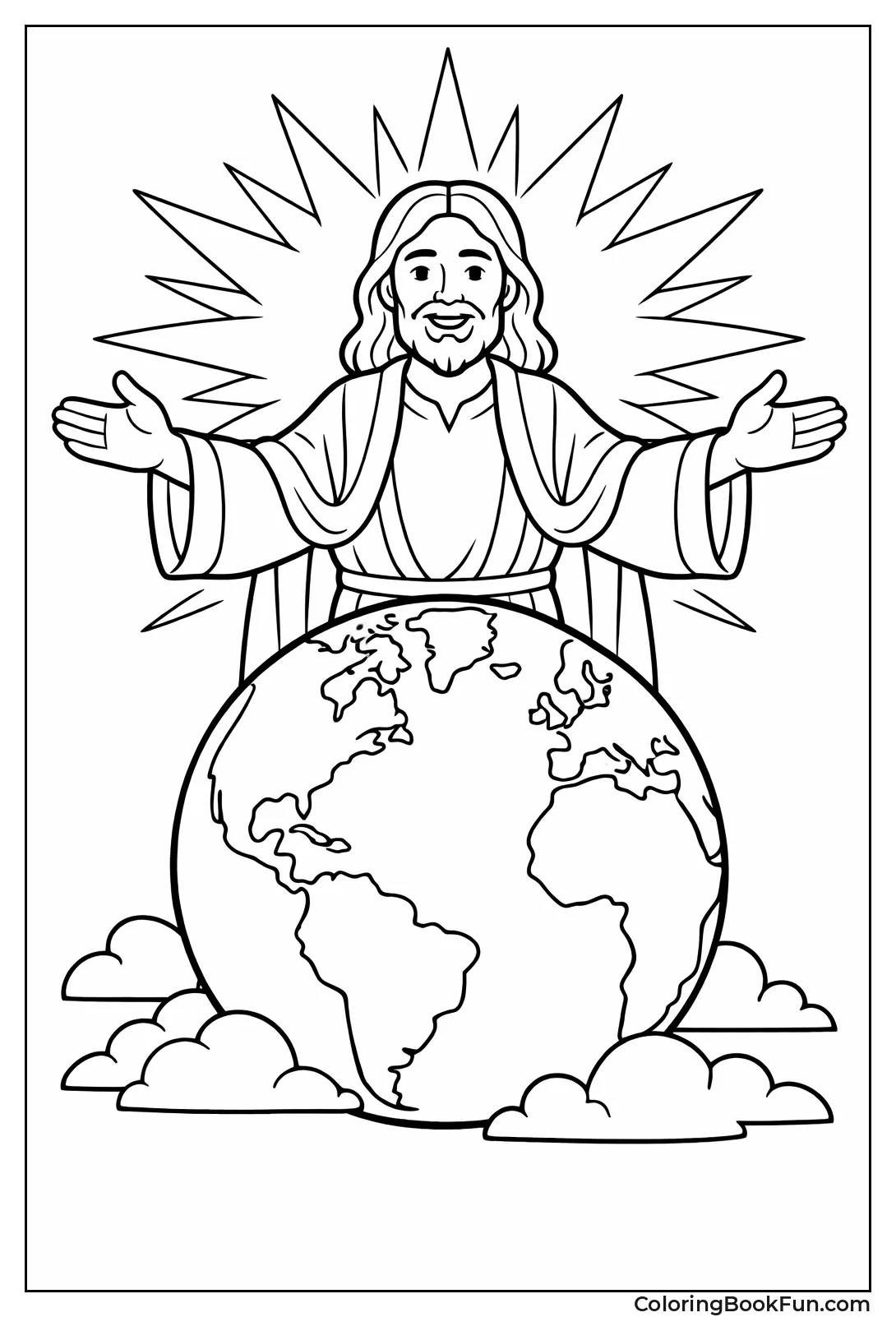 Jesus Blesses Globe with Rays