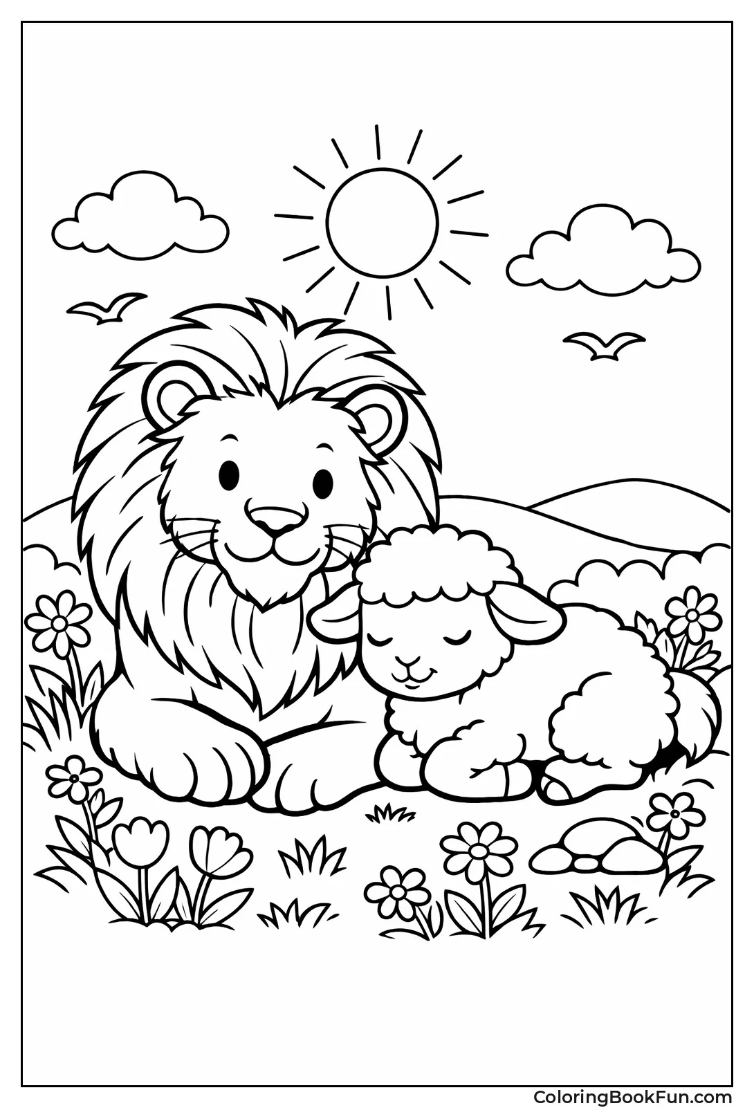 Lion Rests with Calm Lamb