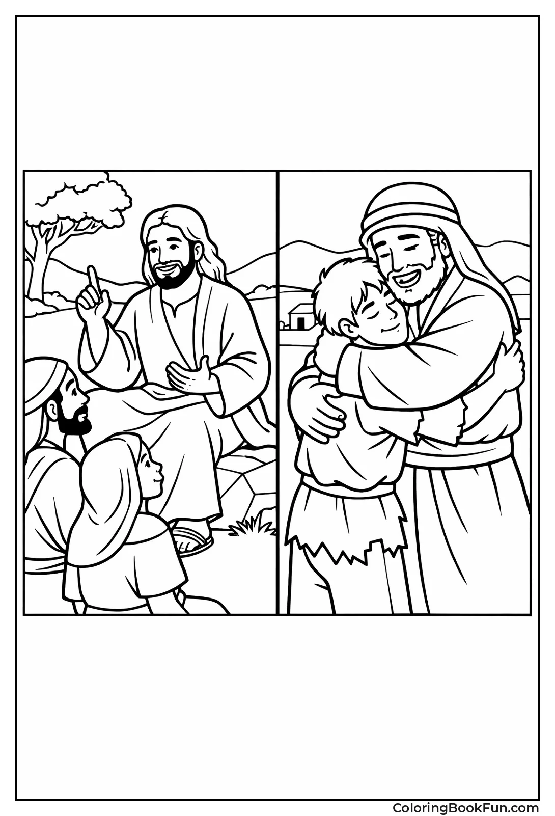 Father Hugs Returning Prodigal Son