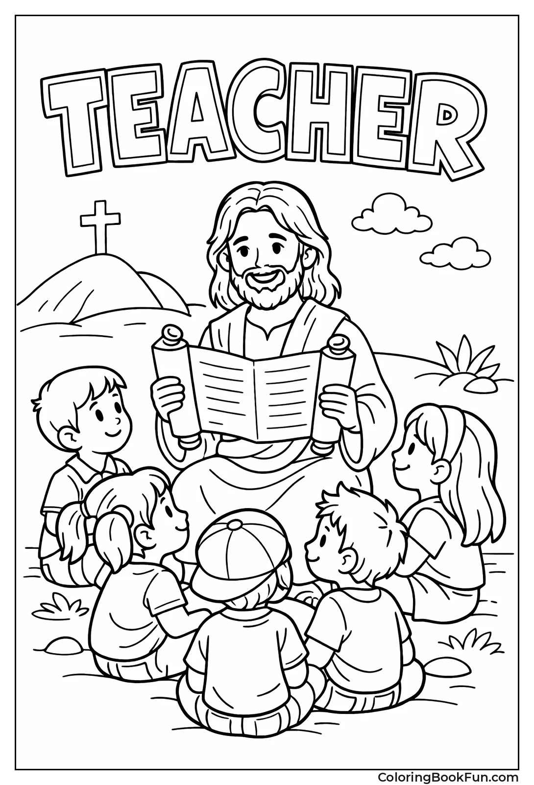 Jesus Teaches Kids from Scroll