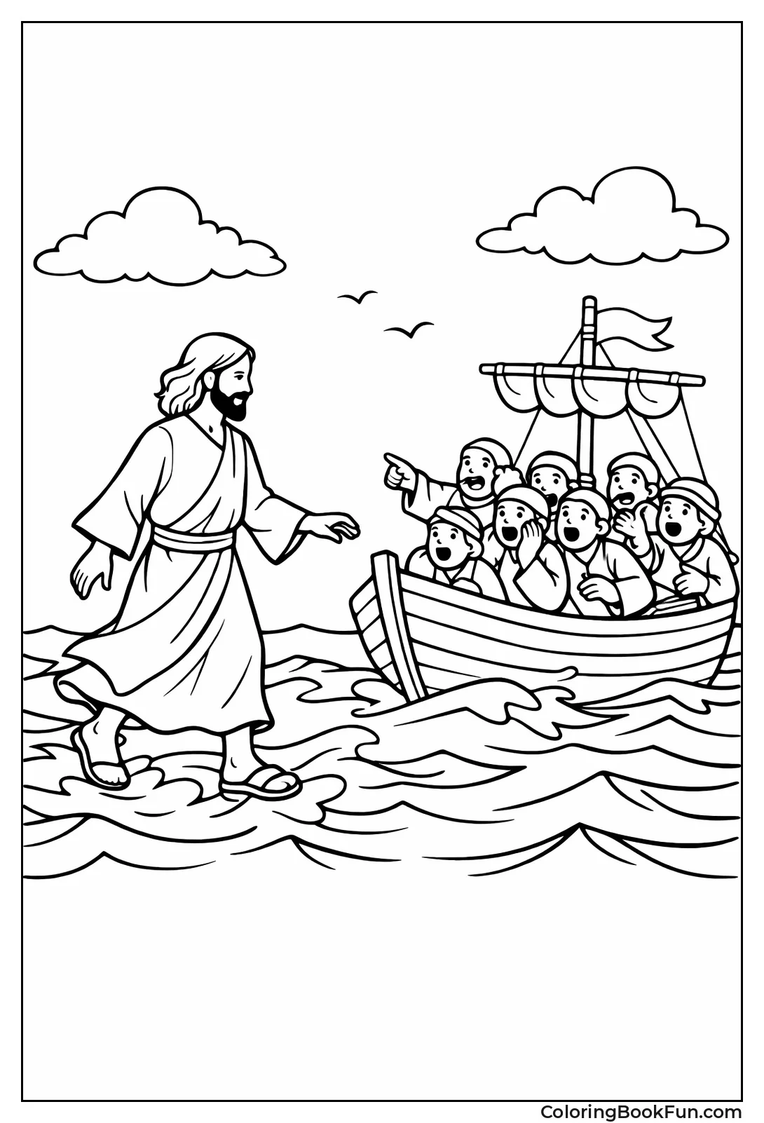 Jesus Walks on Stormy Water