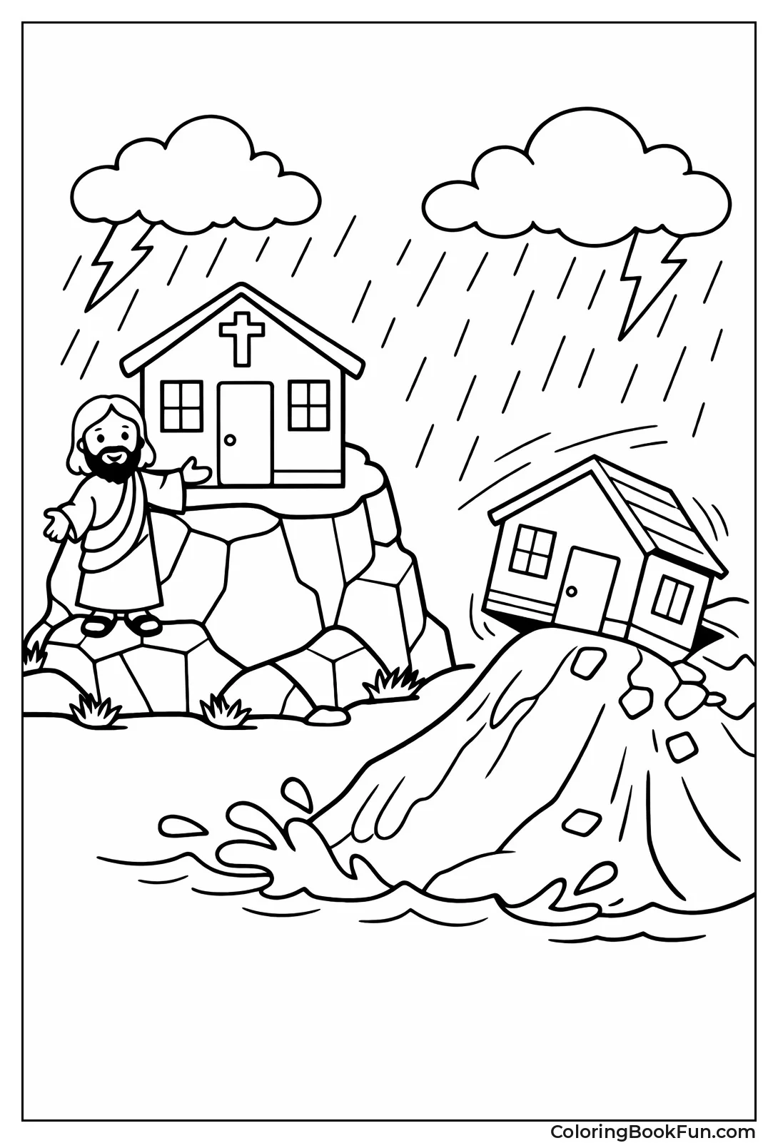 Rock House Stands in Storm