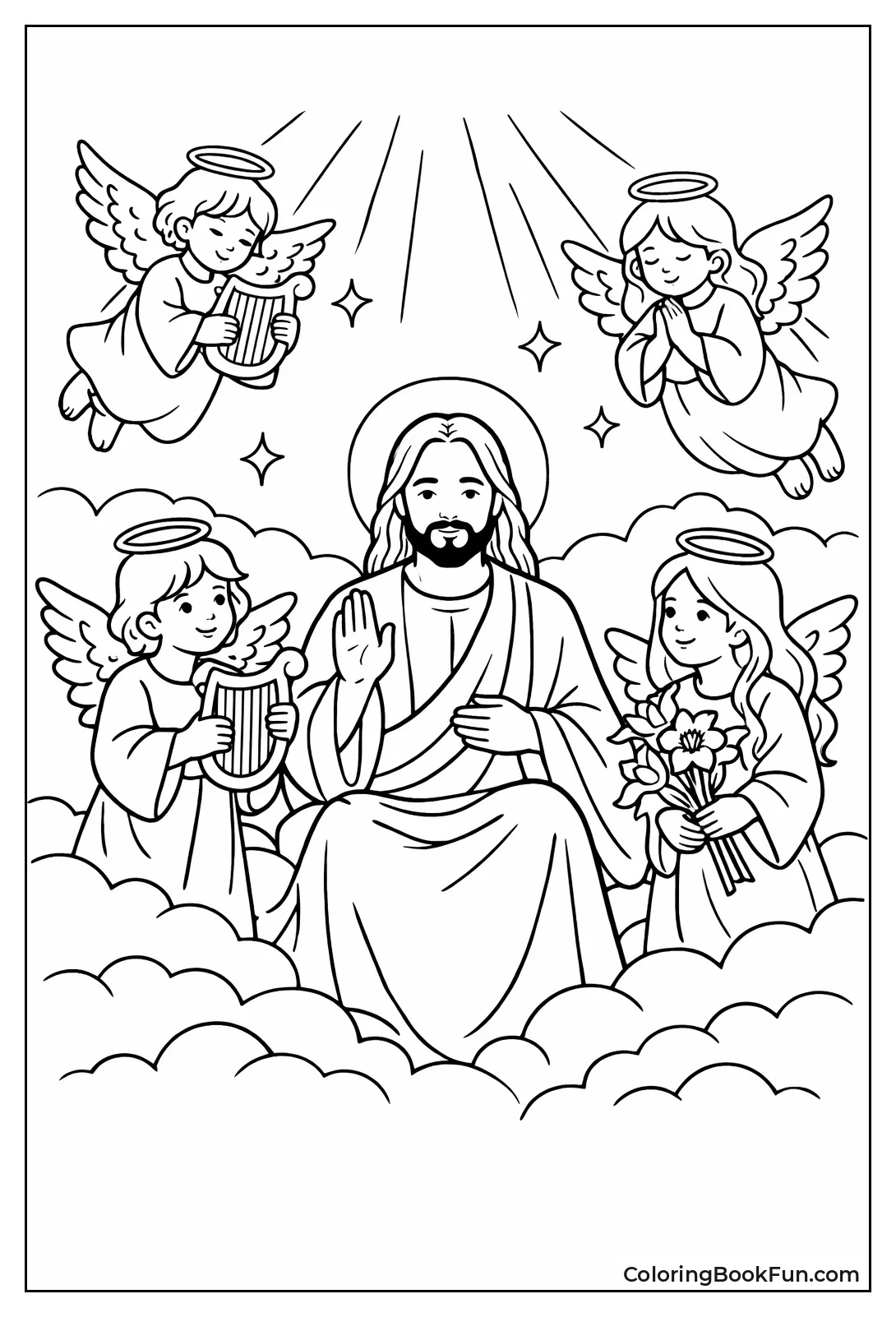 Jesus Surrounded by Winged Angels