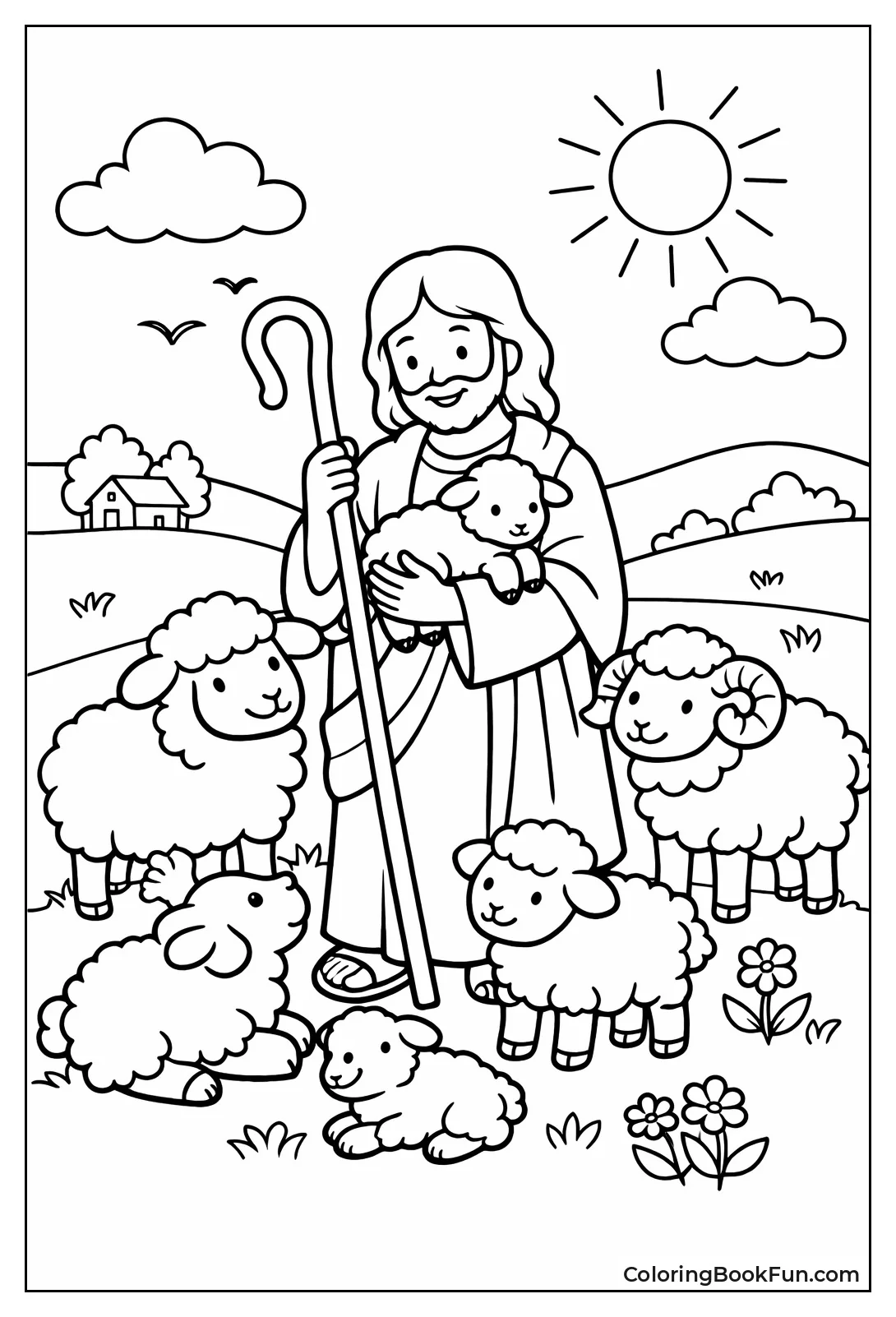Jesus with Fluffy Sheep