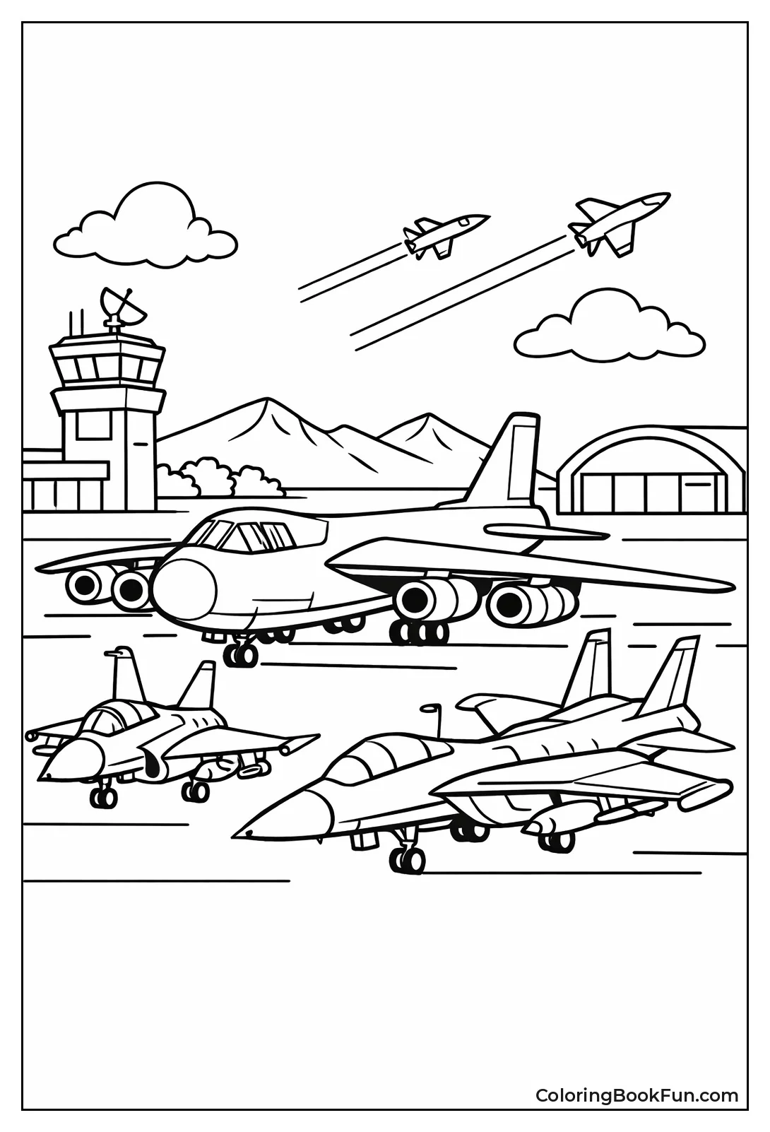 Jets Lined Up Airbase